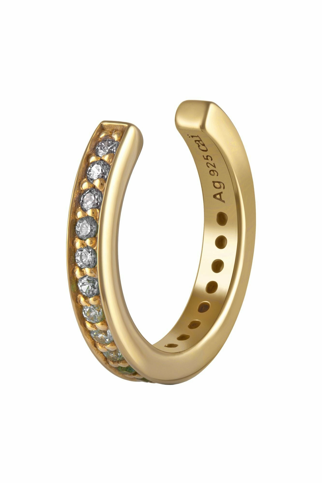 Ear Cuff 925 Sterling Silber gelb vergoldet Zirkonia weiß 41185079853150 – Bild 2