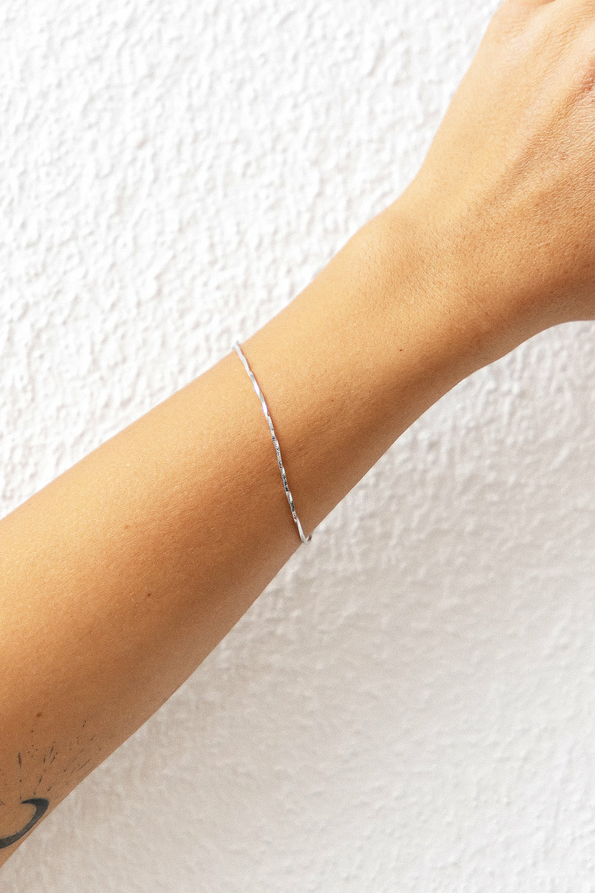 Armband 925/- Sterling Silber rhodiniert Schlangenkette vierseitig diamantiert g... Armband 925/- Sterling Silber rhodiniert Schlangenkette vierseitig diamantiert g...