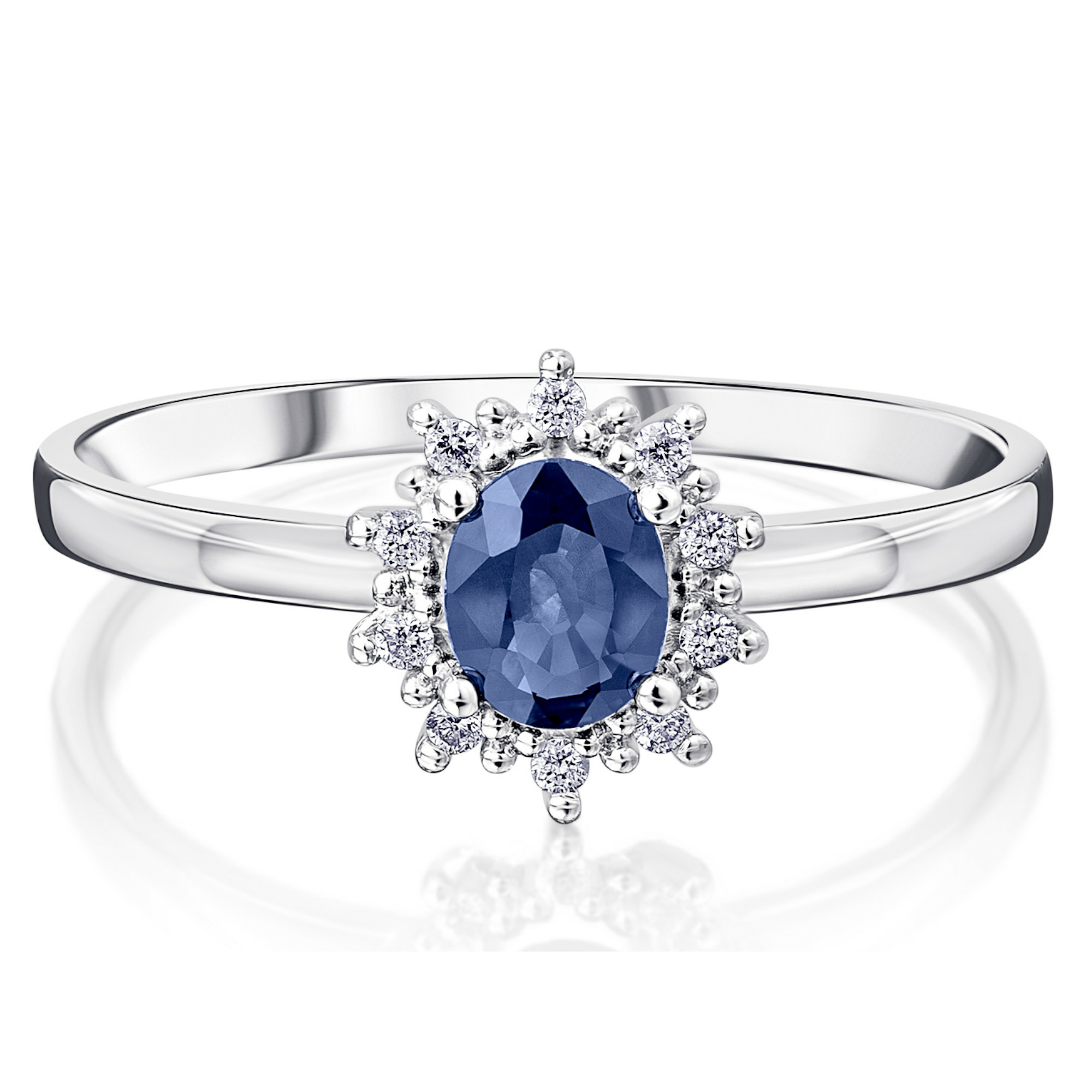 0.05 ct  Diamant Brillant Safir Ring aus 585 Weißgold – Bild 2