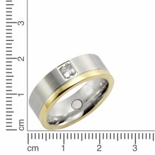 ZEEme Stainless Steel Edelstahl zweifarbig glanz/mattiert mit weißem Zirkonia Ri... ZEEme Stainless Steel Edelstahl zweifarbig glanz/mattiert mit weißem Zirkonia Ri...