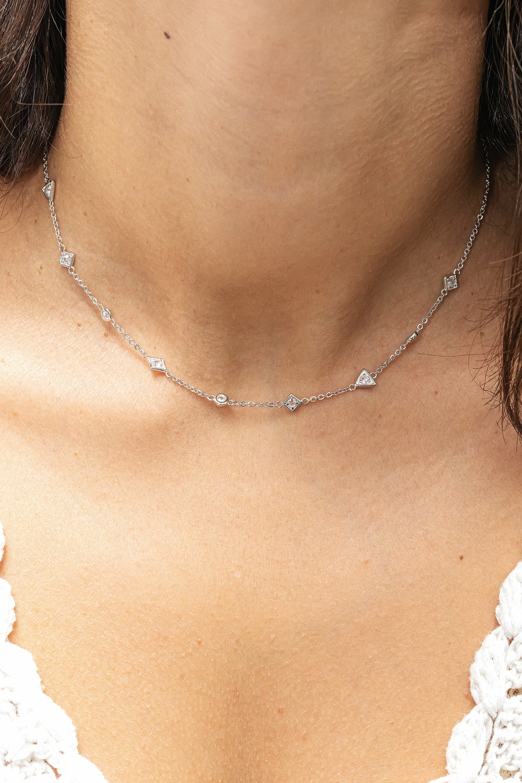 Halskette Choker 925 Silber rhodiniert mit Zirkonia 41185213415518 – Bild 2