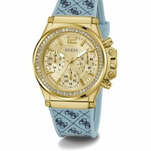 Guess Damen Multifunkion Armbanduhr CHARISMA hellblau, gold 38 mm GW0699L1 Guess Damen Multifunkion Armbanduhr CHARISMA hellblau, gold 38 mm GW0699L1