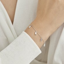 Armband 925/- Sterling Silber rhodiniert Anhänger Zirkonia Baguette 411847996212... Armband 925/- Sterling Silber rhodiniert Anhänger Zirkonia Baguette 411847996212...