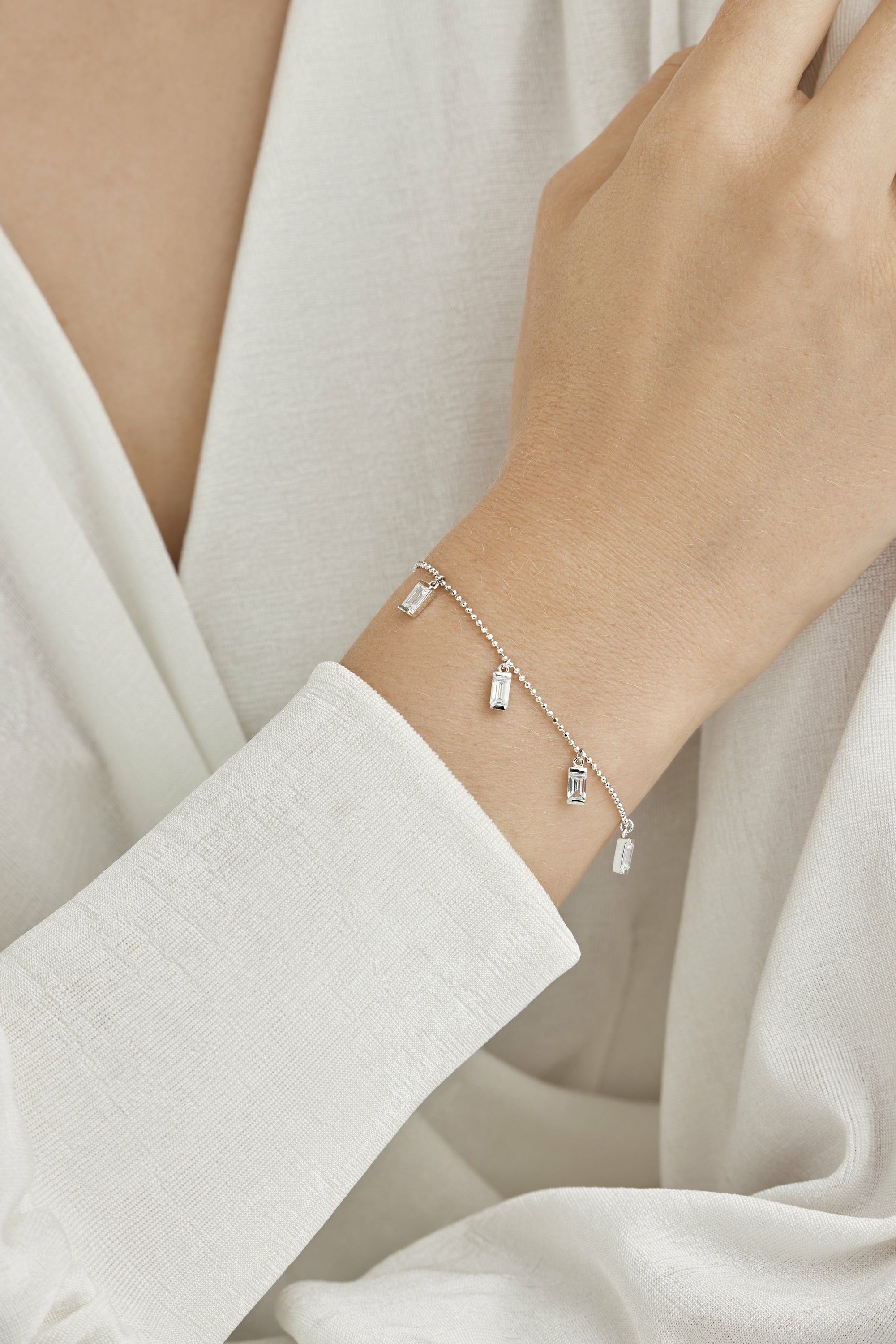 Armband 925/- Sterling Silber rhodiniert Anhänger Zirkonia Baguette 411847996212... Armband 925/- Sterling Silber rhodiniert Anhänger Zirkonia Baguette 411847996212...