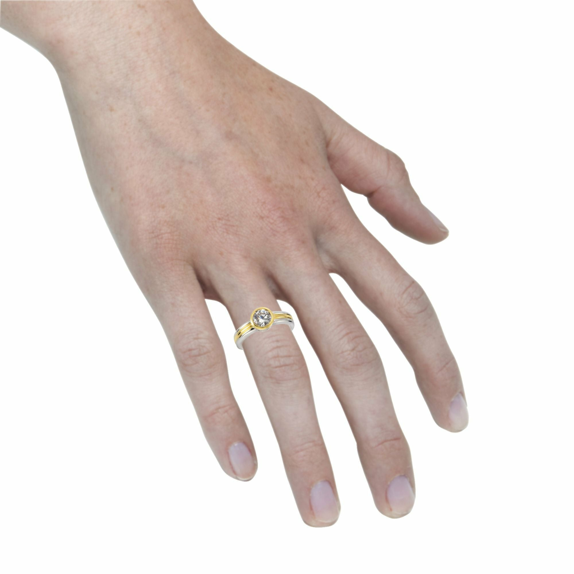 Celesta Silber 925 Sterling Silber zweifarbig Zirkonia Ring 41675996495966 – Bild 2