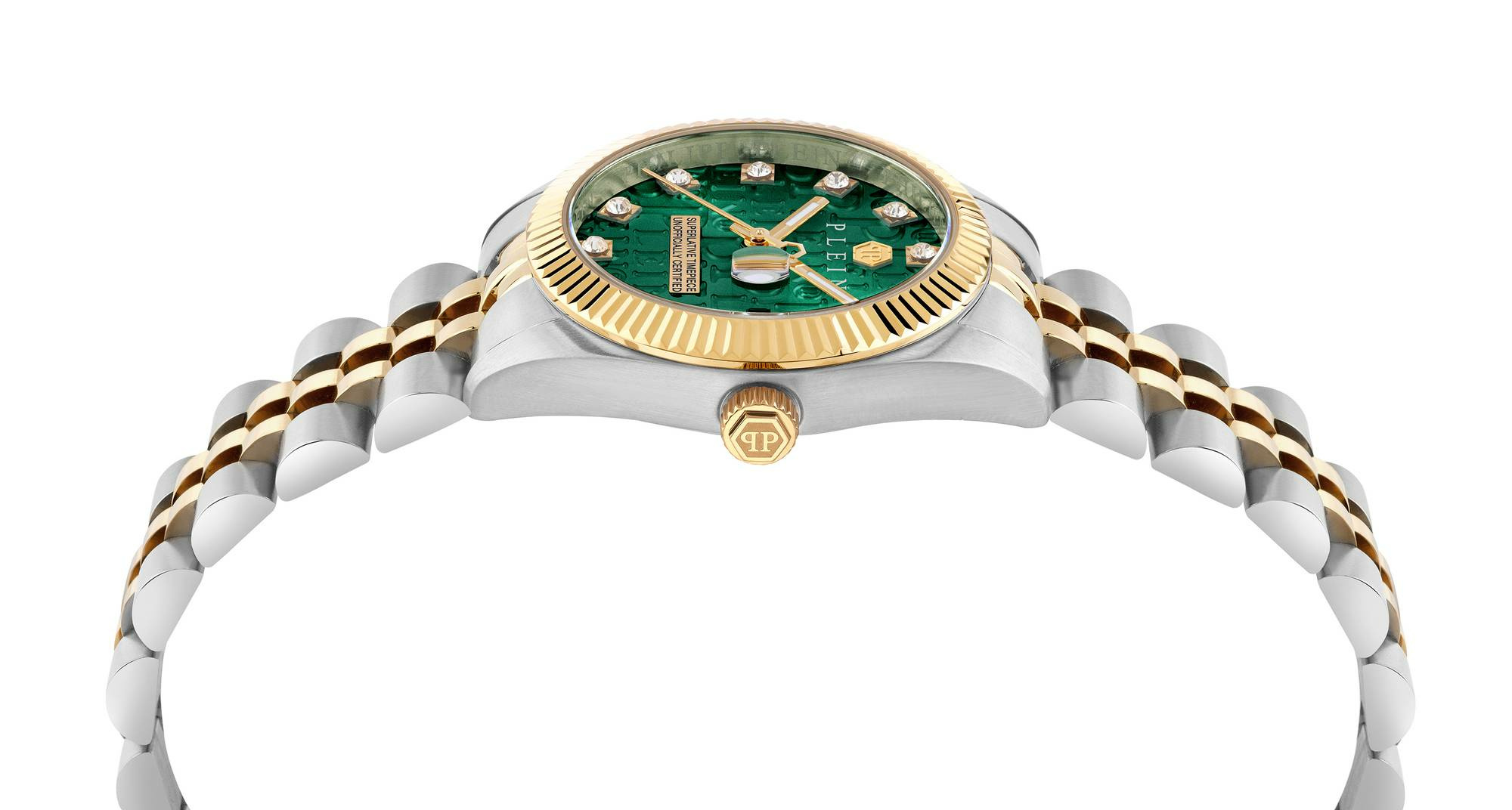 Philipp Plein Damenuhr Date Superlative Bicolor/grün – Bild 3