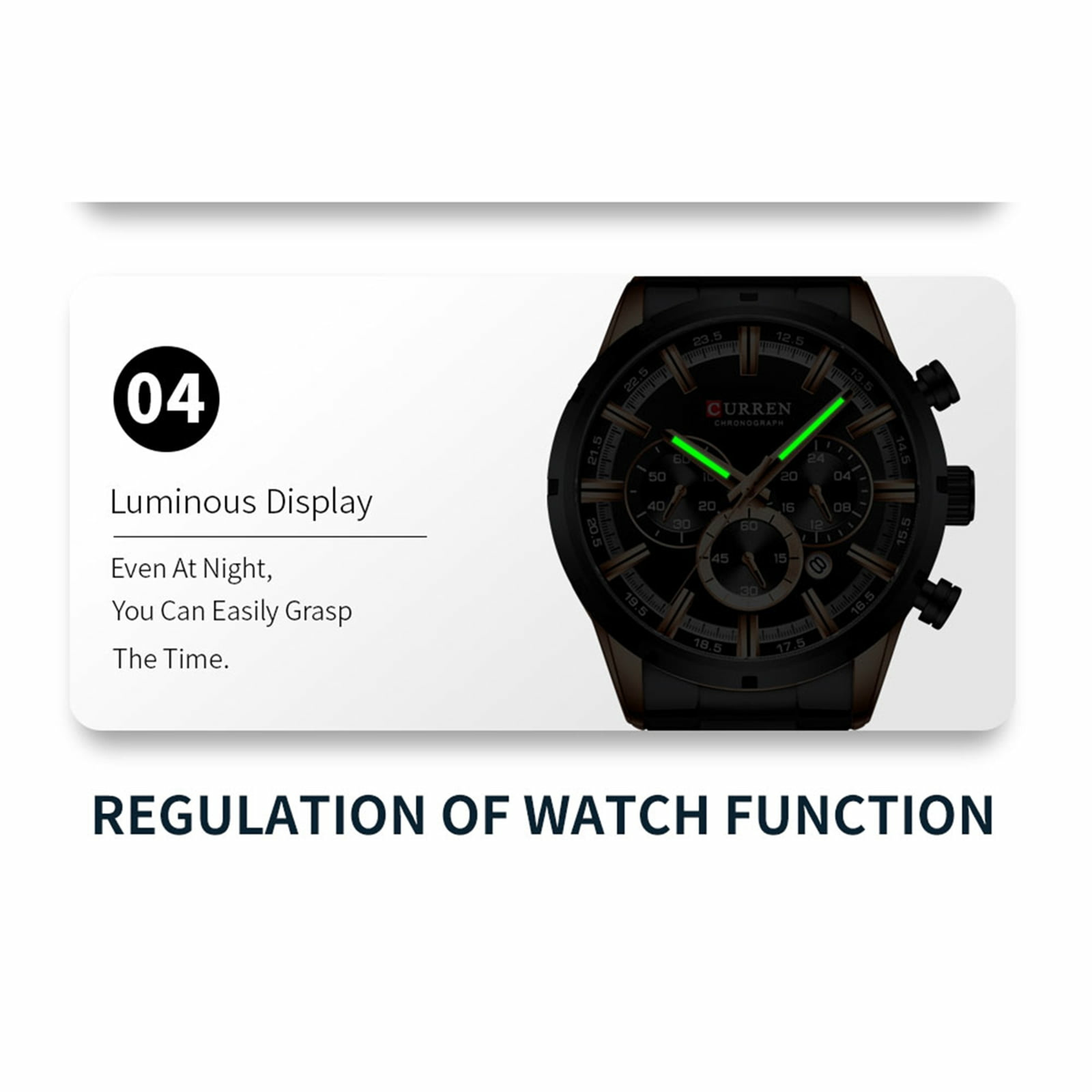 CURREN Men%27s Business Quartz Watch - Waterproof, Large Dial, Luminous Hands, Chr...