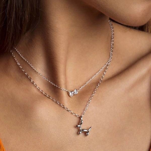 Xenox Damen Halskette Jolly mit Hund Anhänger 45cm Silber XS91332 – Bild 3