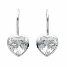 Damen 925 Silber Ohrringe  Ohrhänger Herz mit Zirkonia Damen 925 Silber Ohrringe  Ohrhänger Herz mit Zirkonia