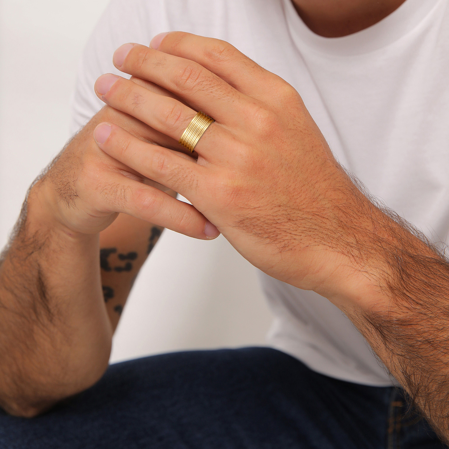 Ring Herren Bandring Massiv Rillen 925 Silber – Bild 3