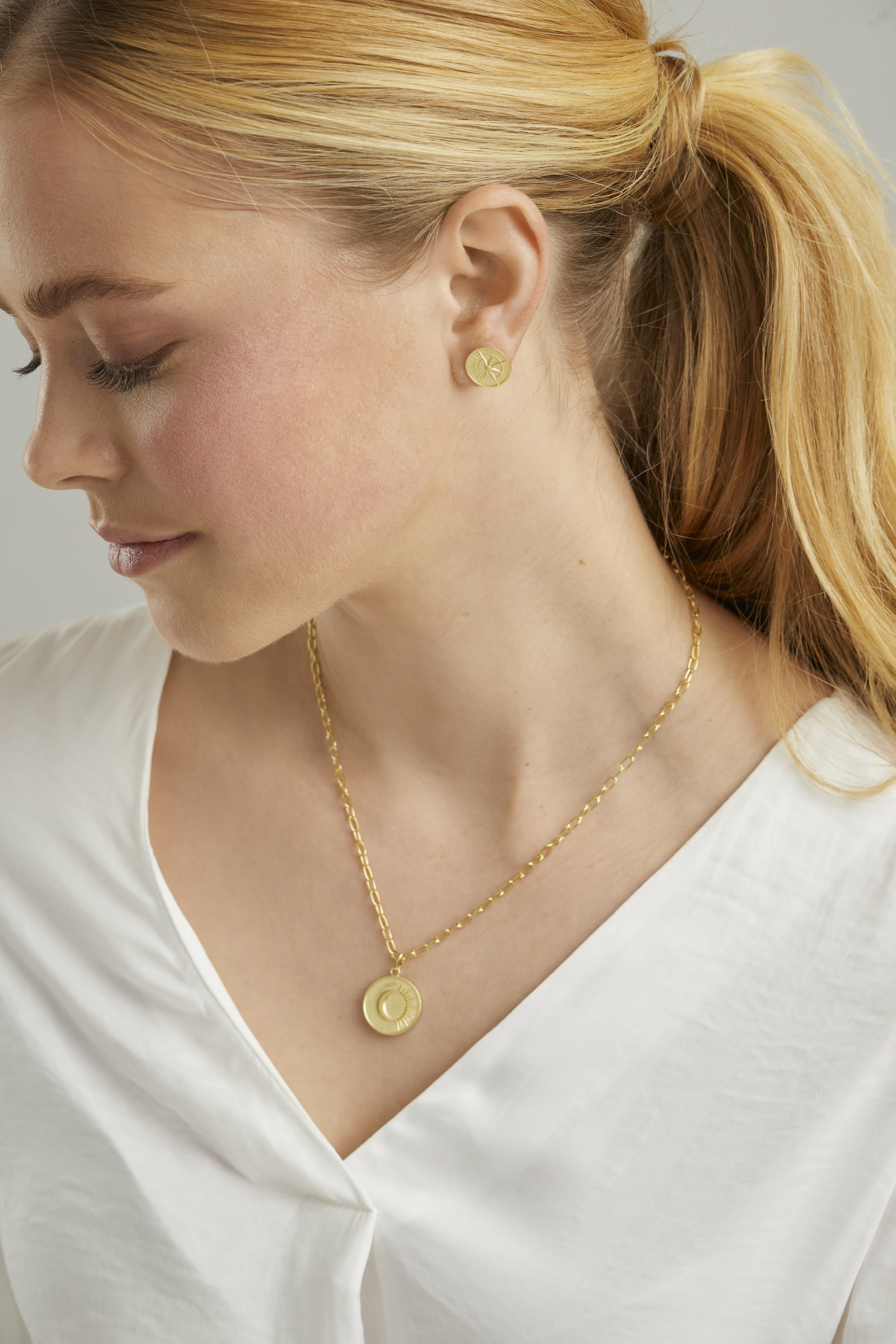 Ohrstecker 925 Silber vergoldet Münze Kompass Sonne 41184814727262 – Bild 2