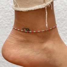 Fußkette 925  Silber rhodiniert Email in pink und türkis 41185185824862 Fußkette 925  Silber rhodiniert Email in pink und türkis 41185185824862