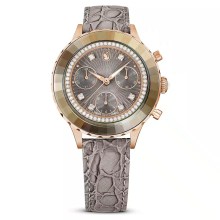 Swarovski Damen Schweizer Chronograph Uhr Octea Chrono Grau Roségold Finish Lede... Swarovski Damen Schweizer Chronograph Uhr Octea Chrono Grau Roségold Finish Lede...