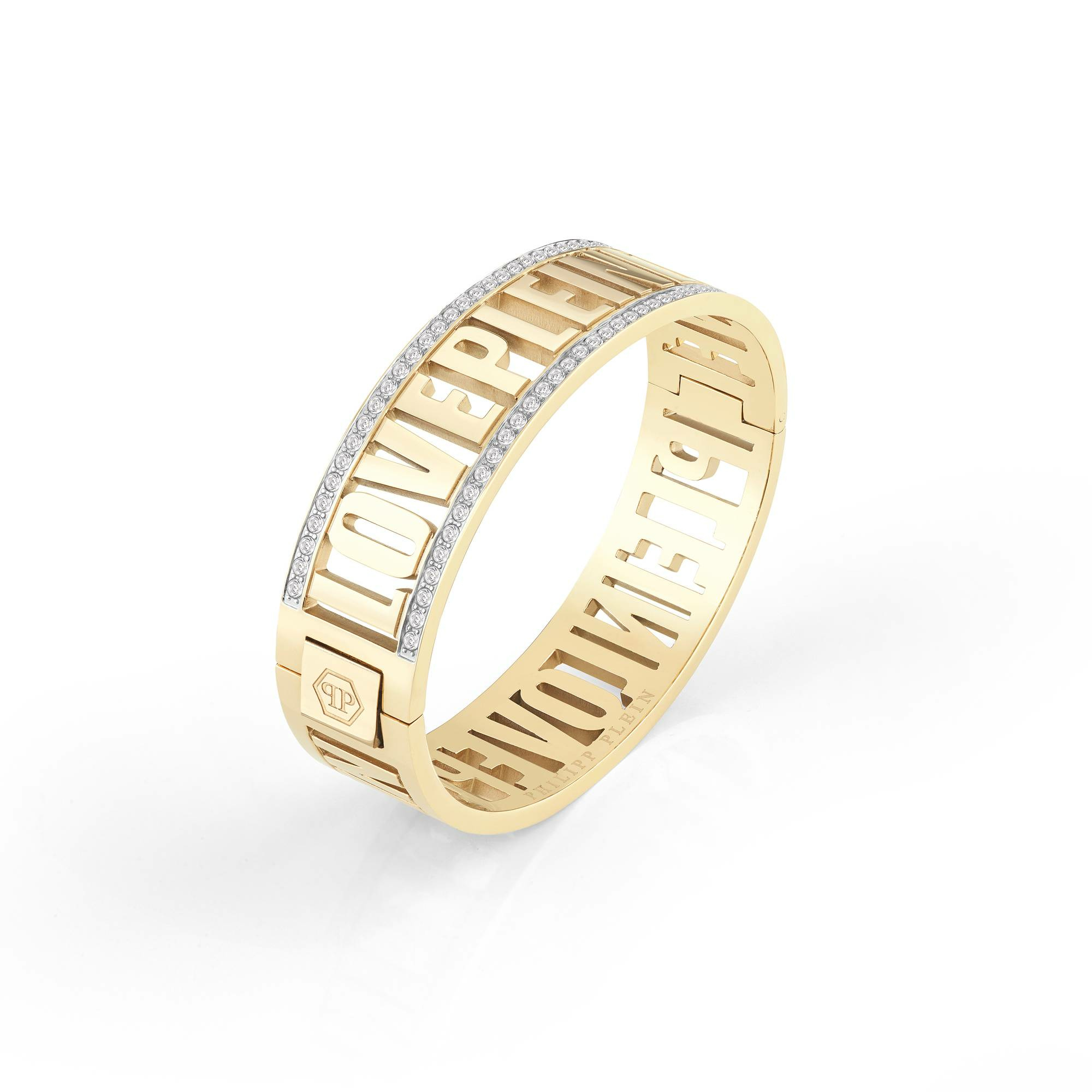 Philipp Plein Damen Armband Armreif Edelstahl IP Gold Lettering – Bild 2