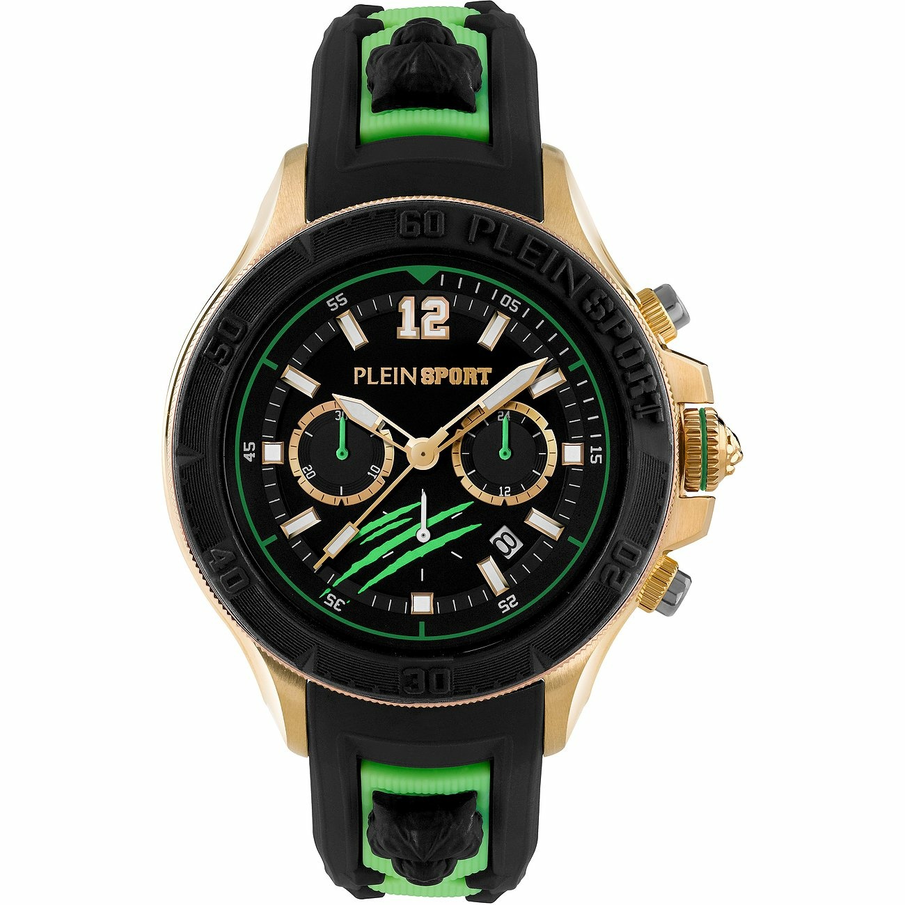 Plein Sport Herren Chronograph Warrior Tech PS6BA0424 Gold Grün Schwarz 47 mm – Bild 2