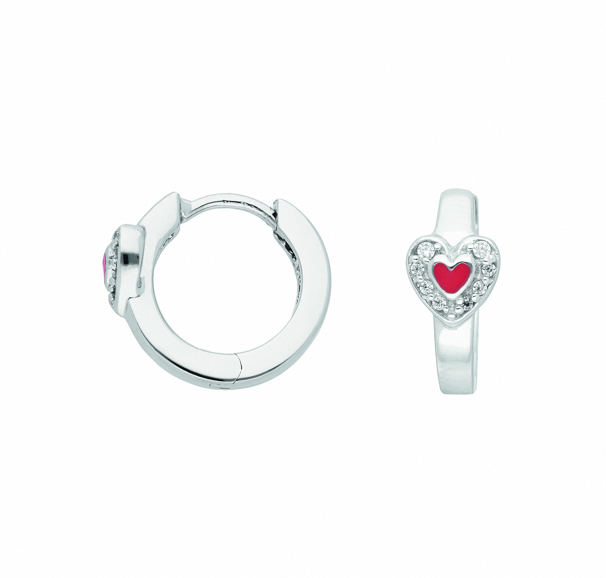 Damen 925 Silber Ohrringe  Creolen Herz mit Zirkonia – Bild 2