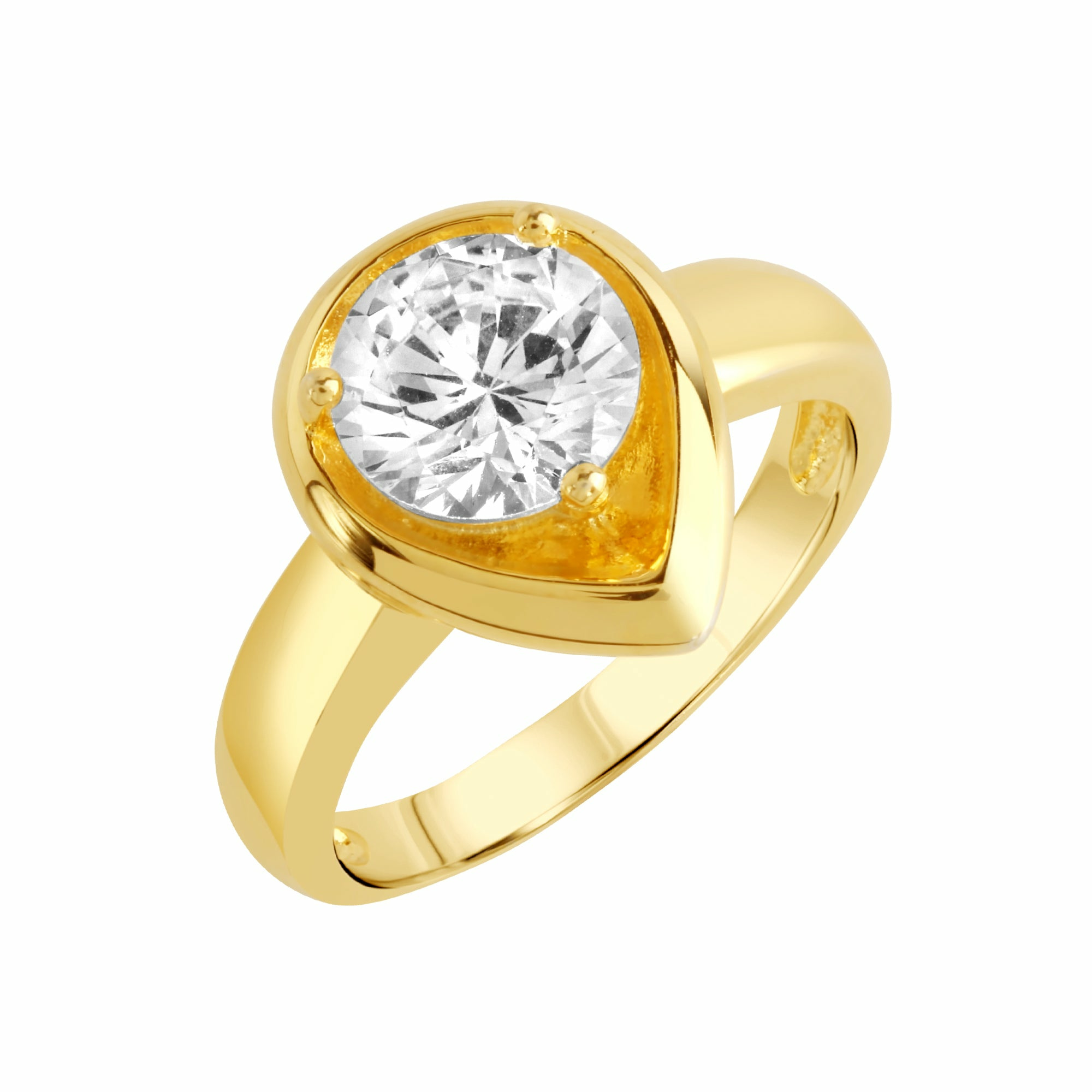 ZEEme Basic Silber 925 vergoldet Tropfen-Form mit weißem Zirkonia-Stein Ring 416... – Bild 3