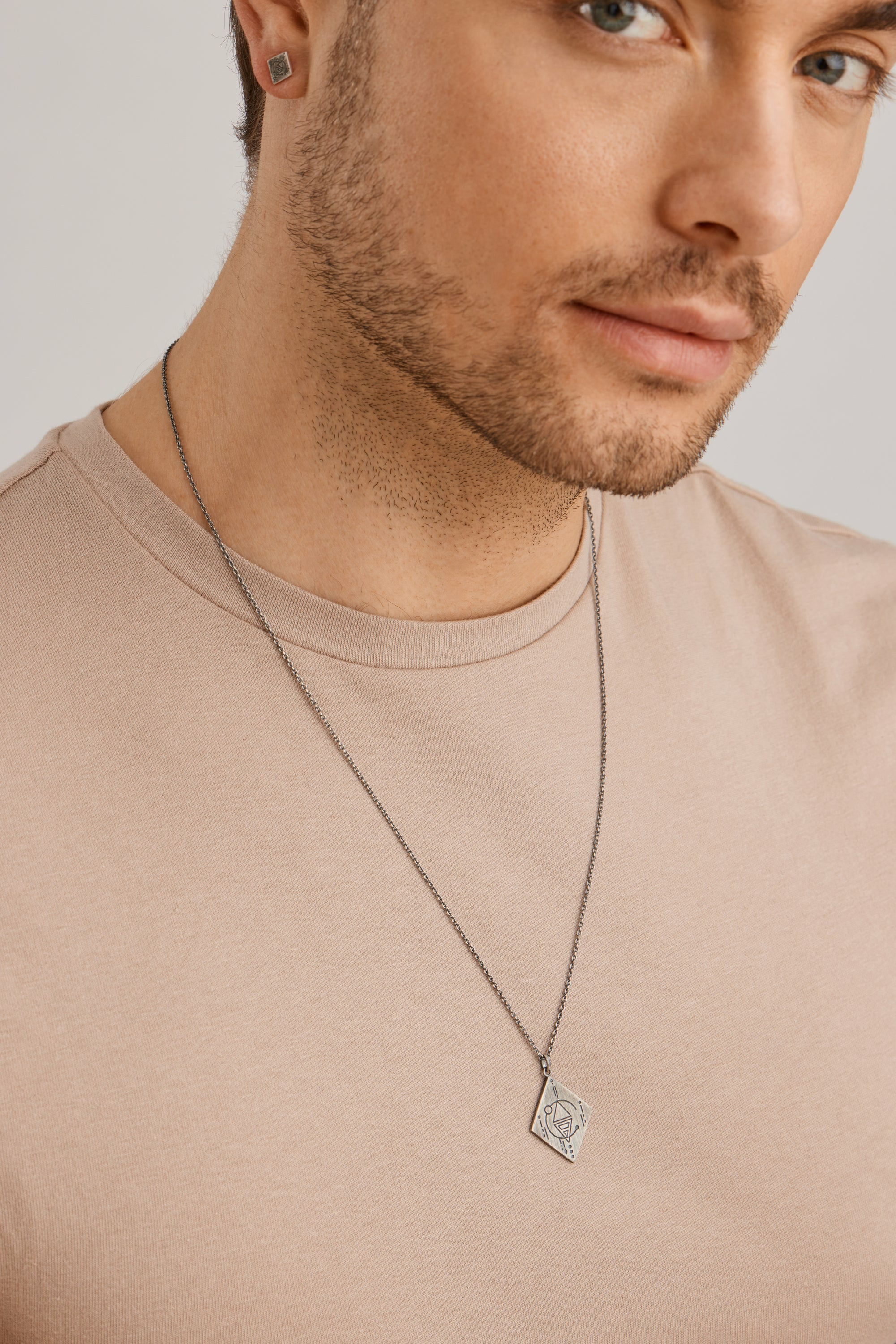 Anhänger mit Kette 925/- Silber matt oxidiert Tattoo Motiv 41185156661342 – Bild 2