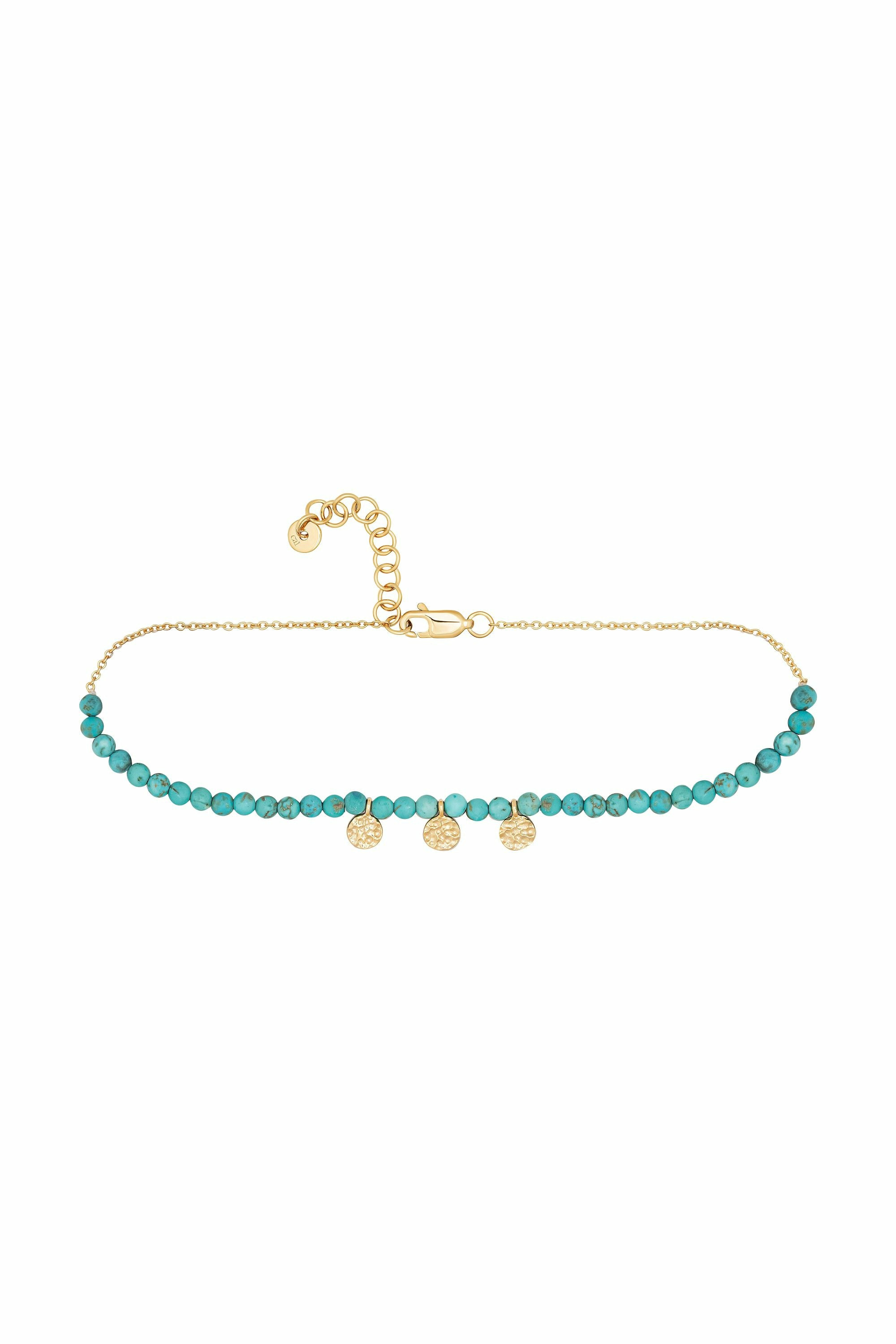 Fußkette 925 Silber vergoldet türkiser Howlith Plättchen 41185022148702