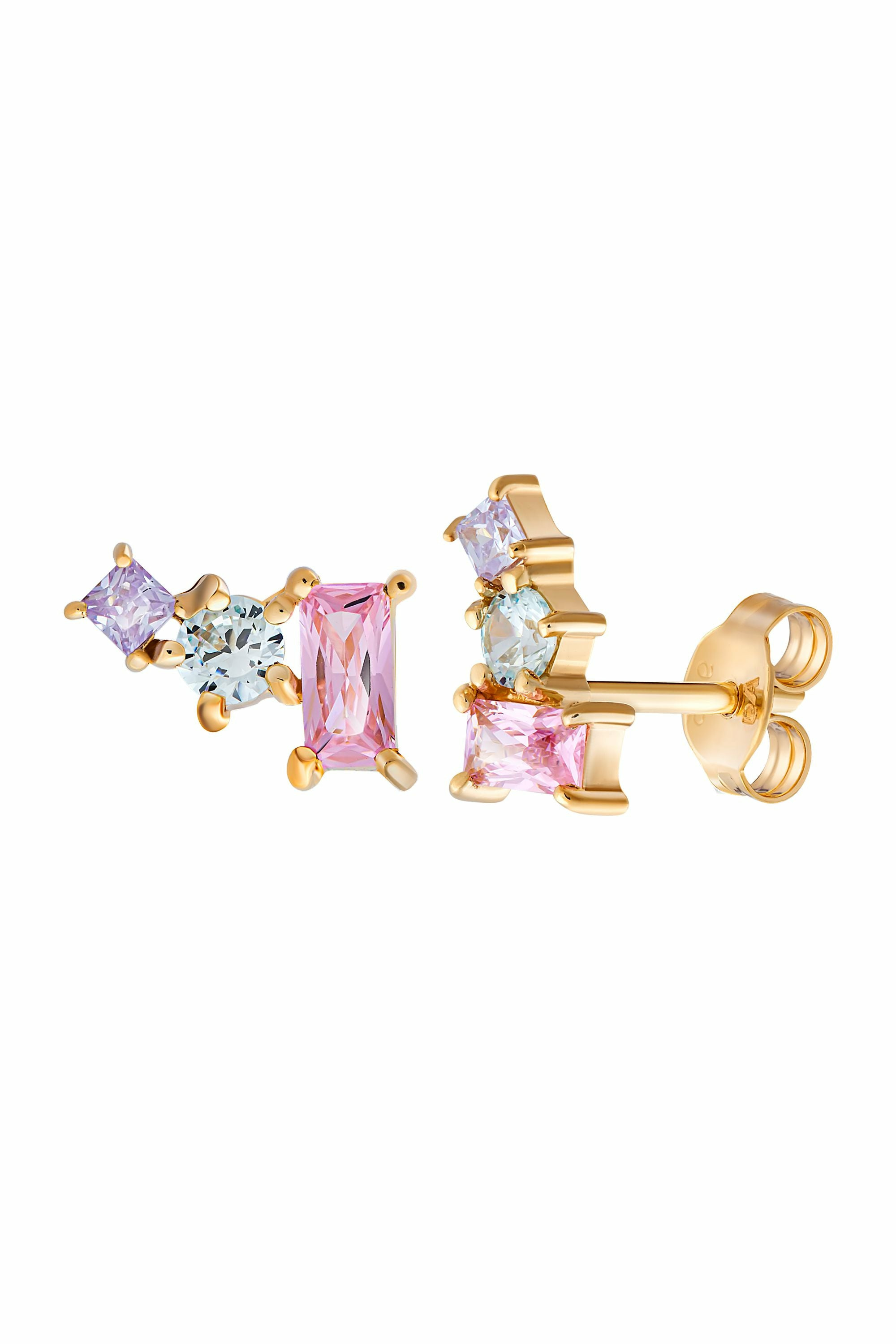 Ohrstecker 925 Sterling Silber gelb vergoldet Zirkonia Pastell 41185103773790 – Bild 3