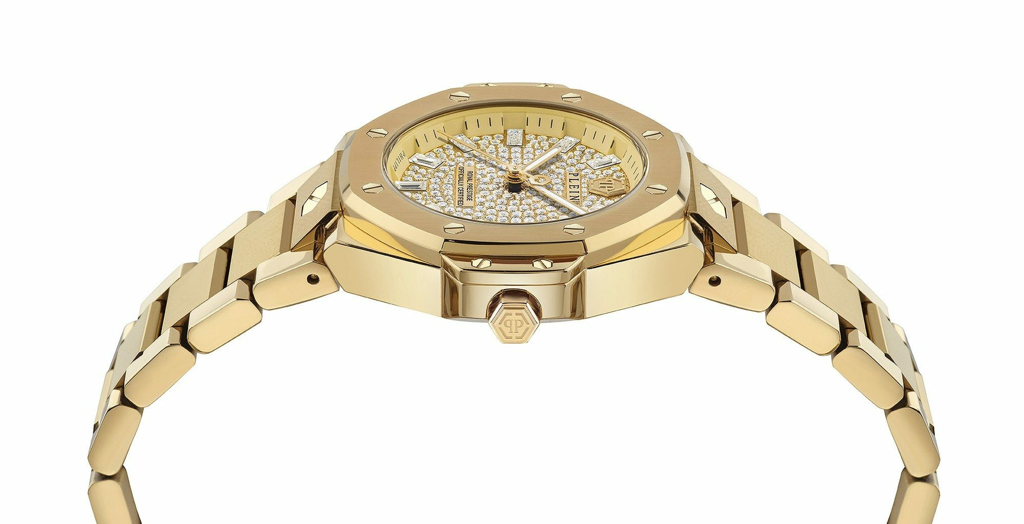Philipp Plein Damen Uhr Royal Prestige PW4FA0525 Edelstahl Gold 33 mm Kristall‑L...