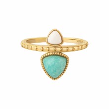 Ring 925 Silber vergoldet Dreiecke Amazonit & weißer Achat 41185035026526 Ring 925 Silber vergoldet Dreiecke Amazonit & weißer Achat 41185035026526