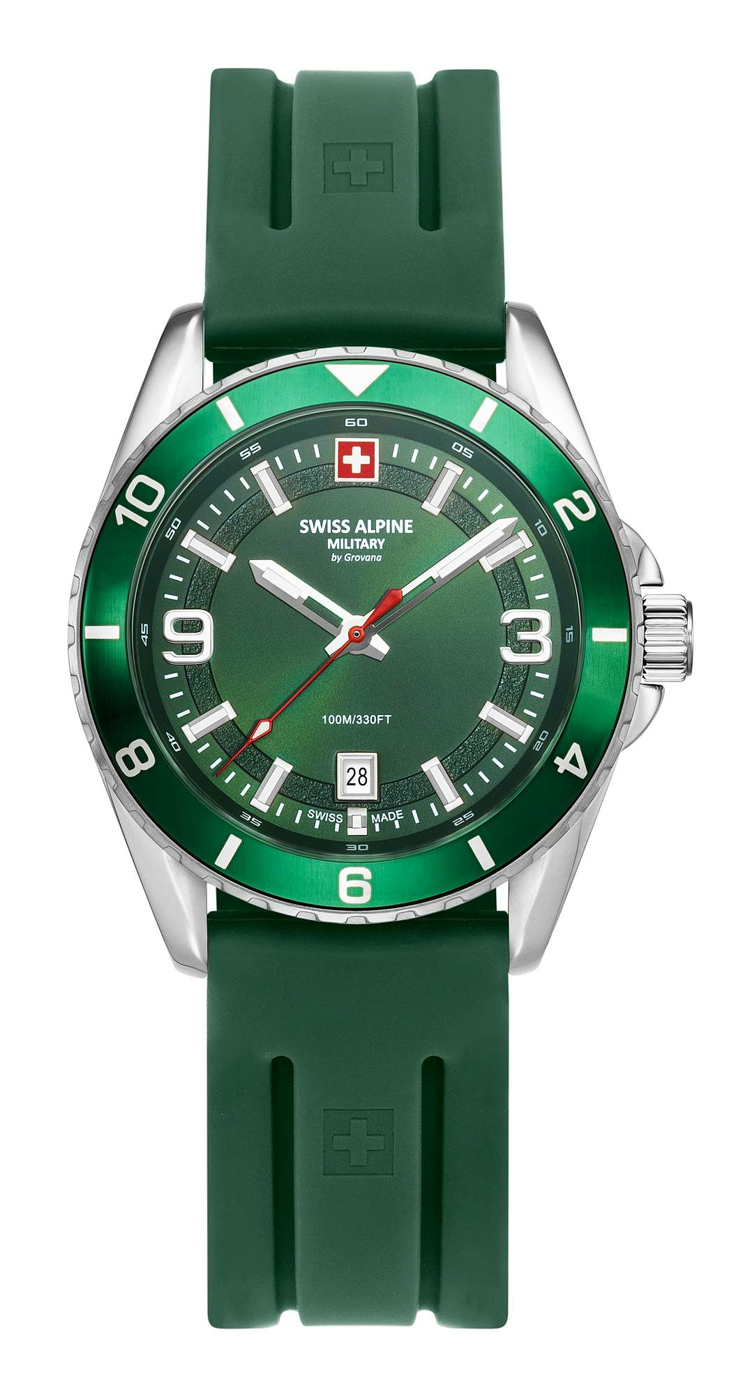 Swiss Alpine Military Herrenuhr Sierra silber-grün 42mm 7034.1834 – Bild 2