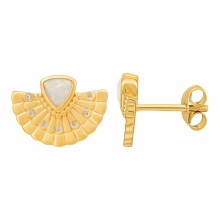 Ohrstecker 925 Silber vergoldet Fächer, Opal & Weißtopas 41185220624478 Ohrstecker 925 Silber vergoldet Fächer, Opal & Weißtopas 41185220624478