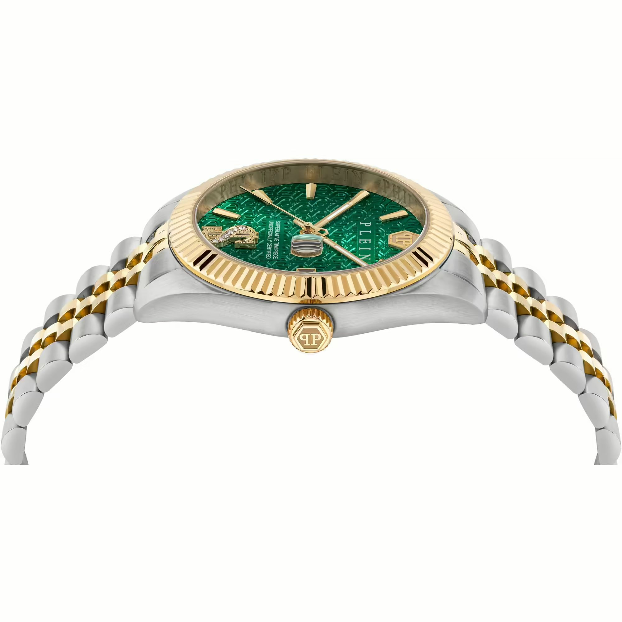 Philipp Plein Herren Uhr Date Superlative Crystal PWMFA0825 41 mm Edelstahl Grün – Bild 2