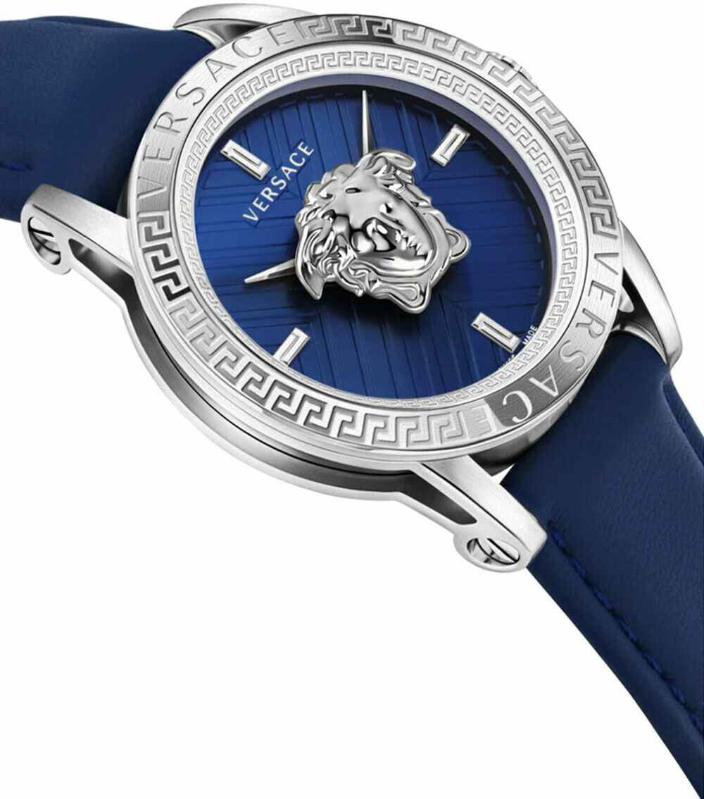 Versace Herren Armbanduhr V-CODE RESTYLING Palazzo blau, silber 43 mm VESN00122 – Bild 3