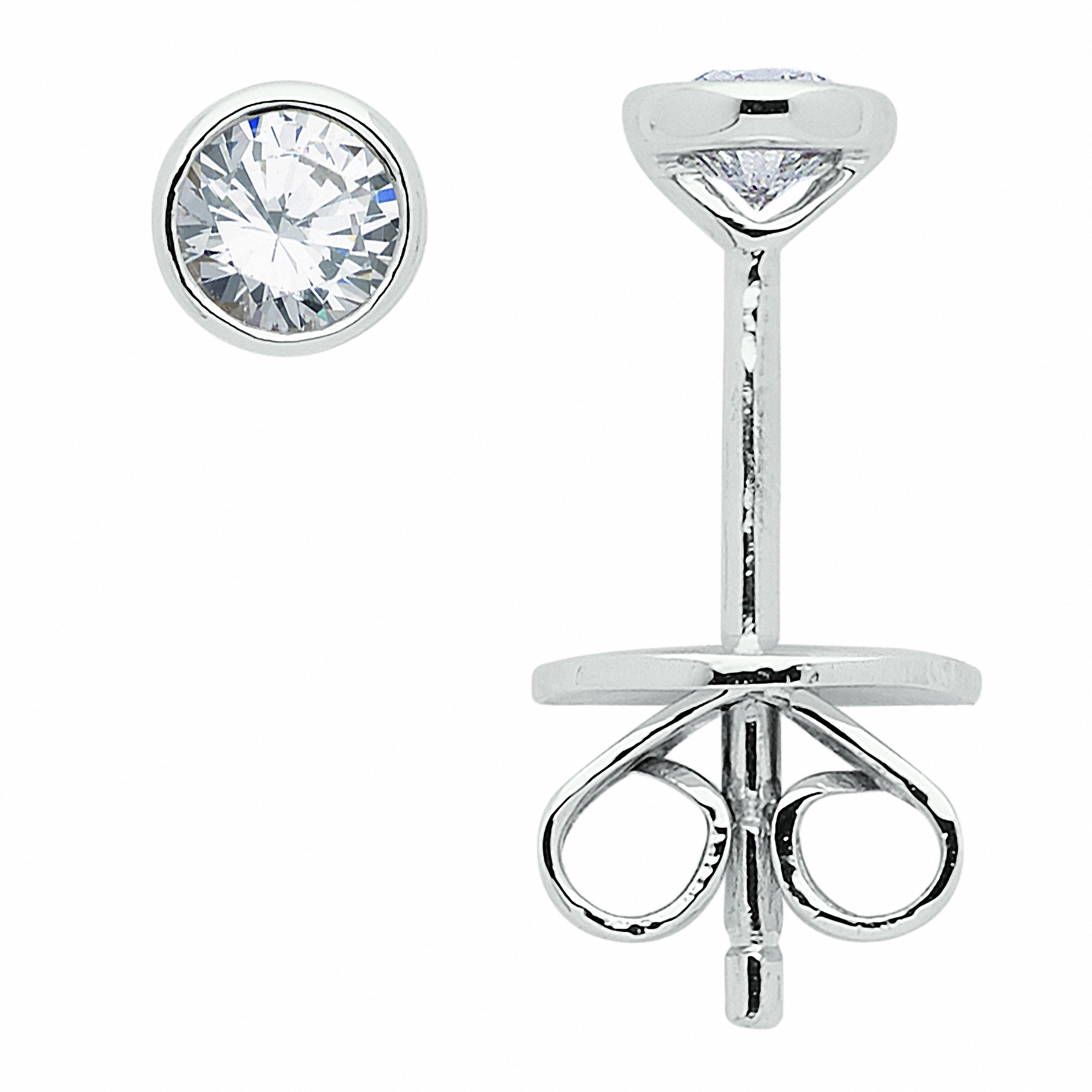 Damen 585 Weißgold Ohrringe  Ohrstecker mit Diamant  Brillant Ø 3,7 mm Damen 585 Weißgold Ohrringe  Ohrstecker mit Diamant  Brillant Ø 3,7 mm