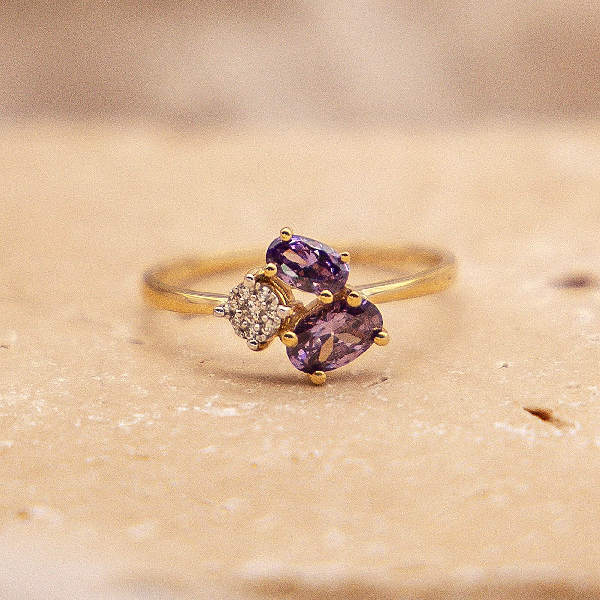 Vivance Gold 375 mit echtem Amethyst + Zirkonia Ring 41675918508126 – Bild 3