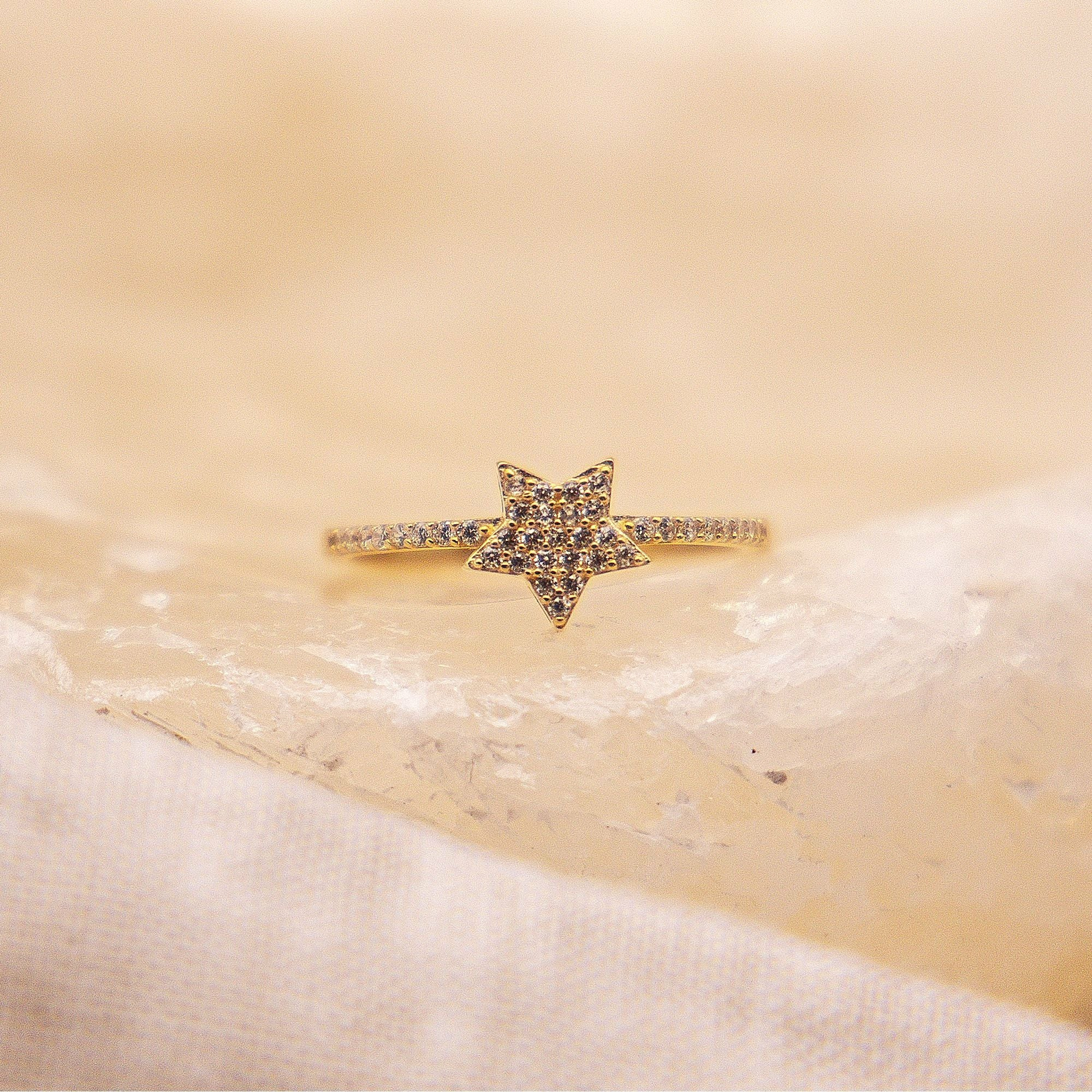 Fascination by Ellen K. 375 Gold mit Stern-Motiv und Zirkonia weiß Ring 41676925...