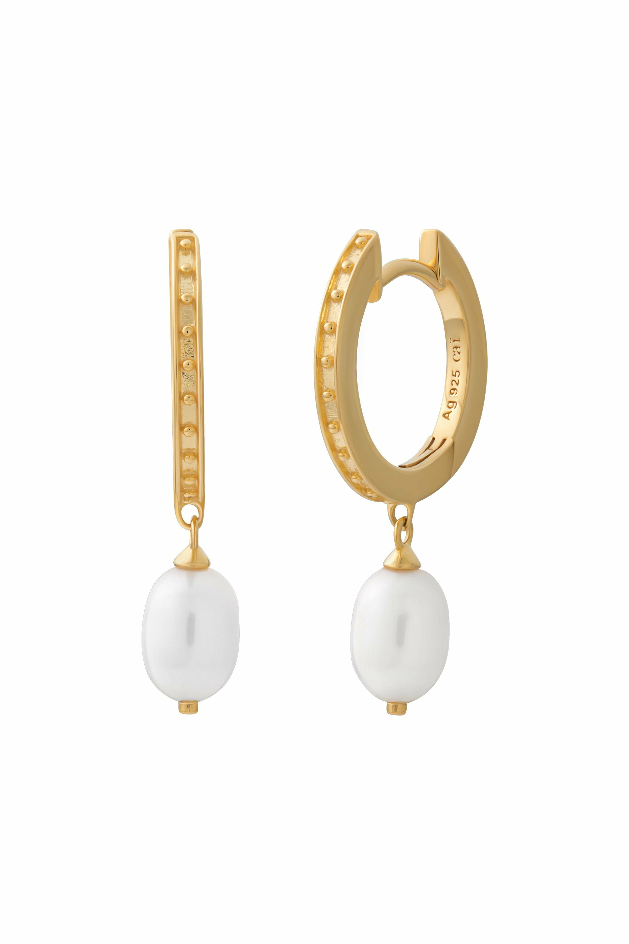 Creolen 925 Silber vergoldet Perlen Anhänger 41185166229598 – Bild 2