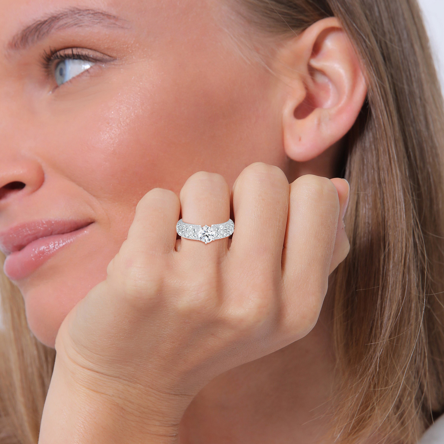 Ring Verlobungsring 925 Silber, mit Kristallen von Swarovski® – Bild 3