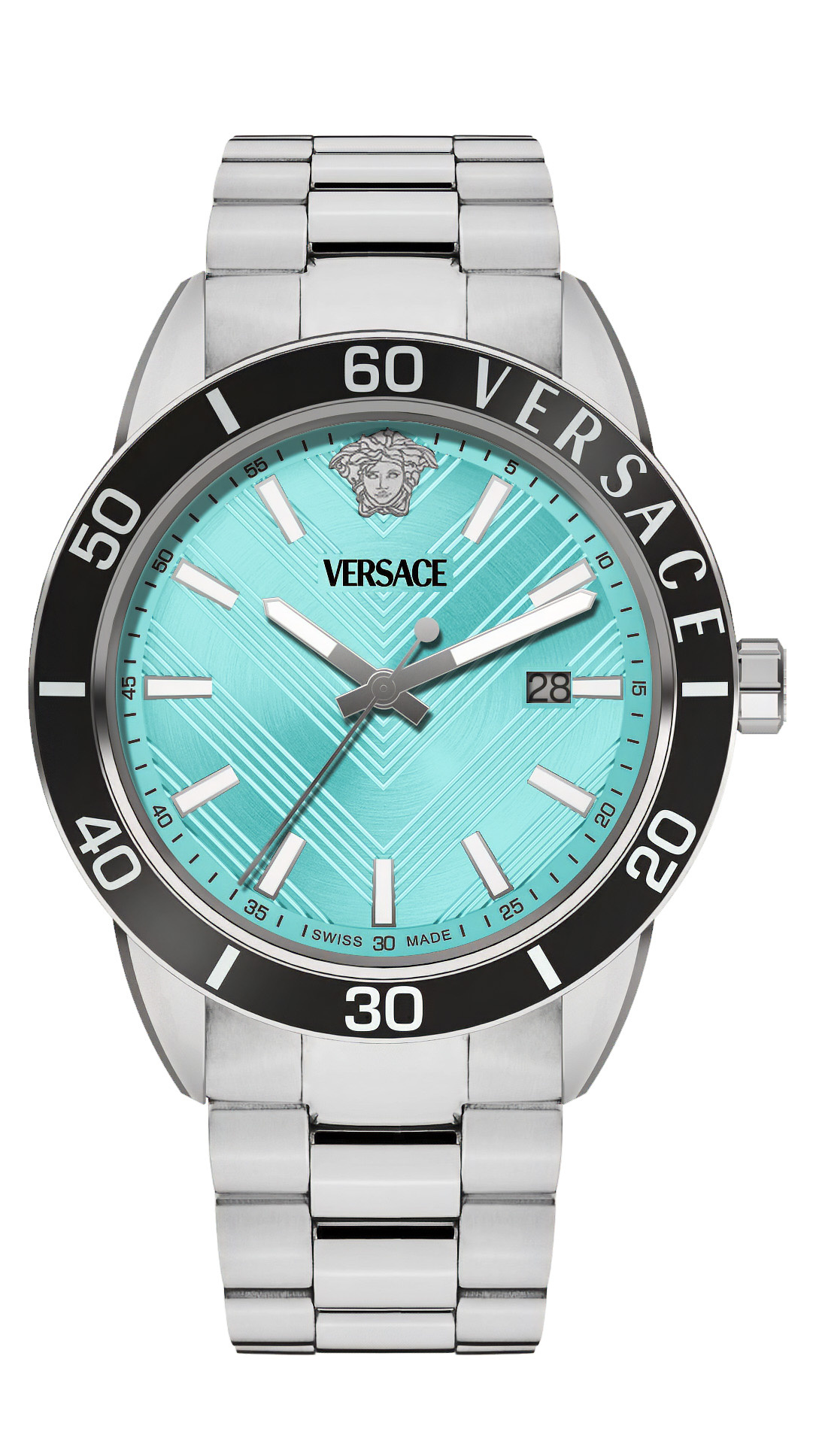 Versace Herren Armbanduhr Greca Urban Türkis Silber VEYCA0324 – Bild 3