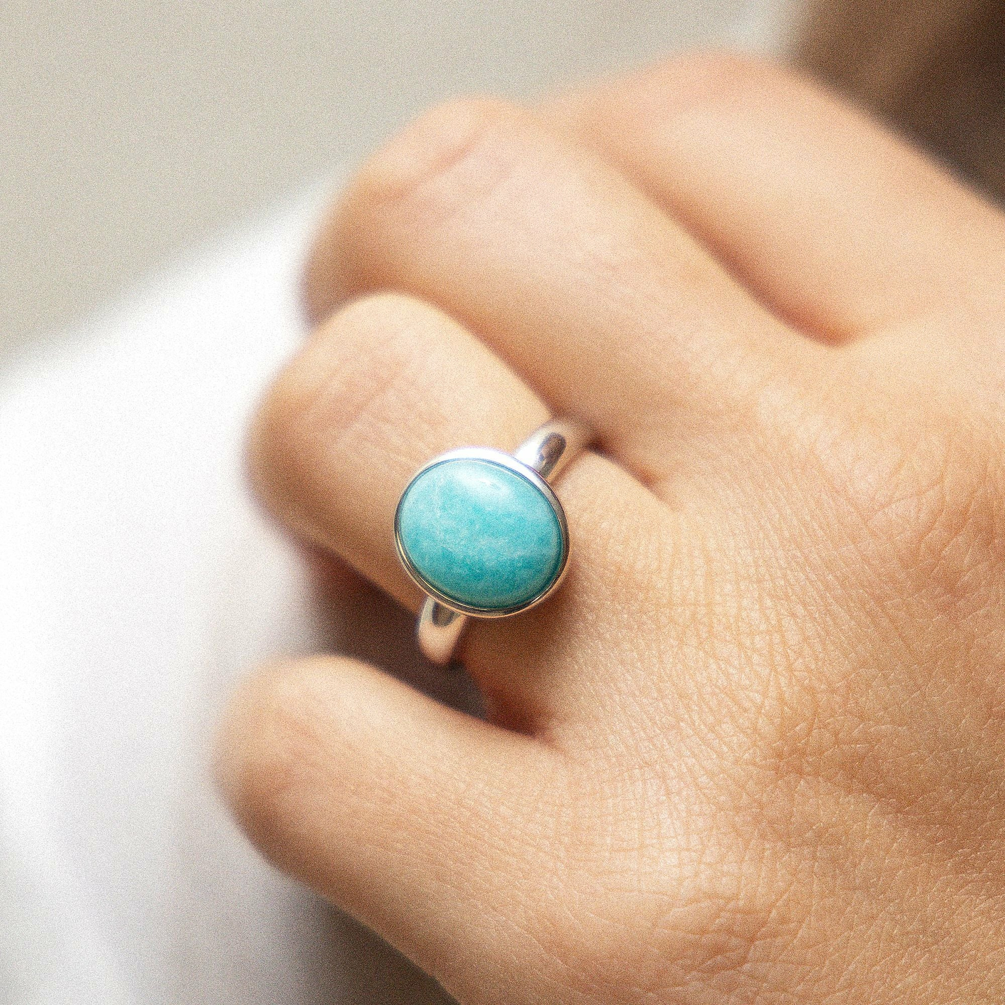 ZEEme Gemstone Silber 925 rhodiniert mit echtem Amazonit Ring 41679087501406 – Bild 2