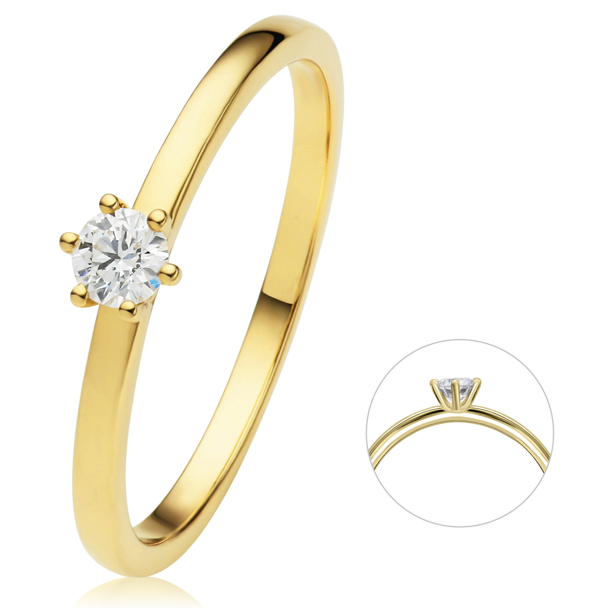 0.15 ct  Diamant Brillant Ring aus 750 Gelbgold 0.15 ct  Diamant Brillant Ring aus 750 Gelbgold