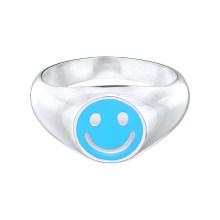 Ring Herren Siegelring mit Smiling Face Emaille 925 Silber Ring Herren Siegelring mit Smiling Face Emaille 925 Silber