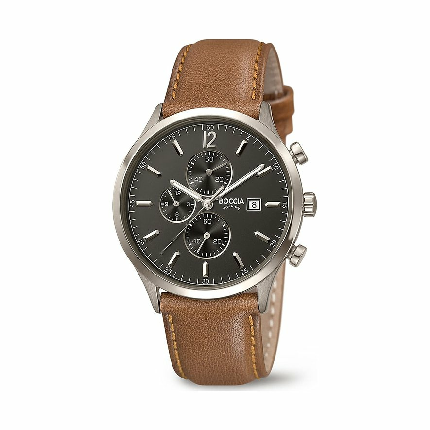 Boccia Titanum Herren Chronograph mit Lederband Braun 3753-04 Boccia Titanum Herren Chronograph mit Lederband Braun 3753-04