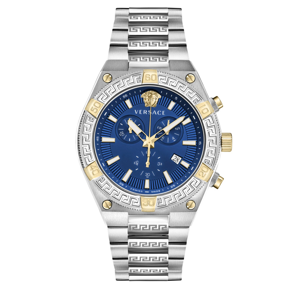 Versace Herrenuhr Sporty Greca Chrono Silber/Blau VESO00522 – Bild 2
