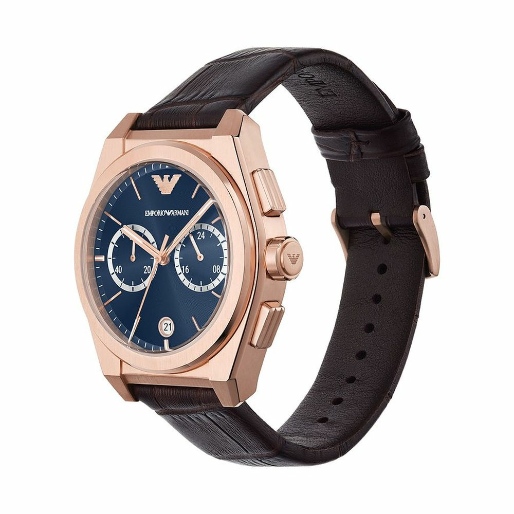 Emporio Armani Herren Armbanduhr Chronograph Blau/Roségold AR11563 – Bild 3