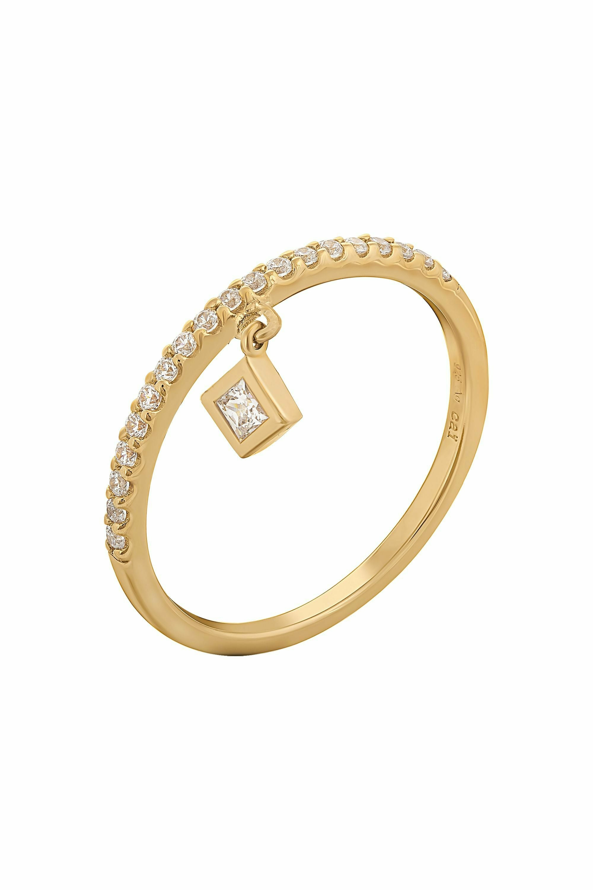 Ring 925 Silber vergoldet mit Anhänger Raute Zirkonia 41185036206174