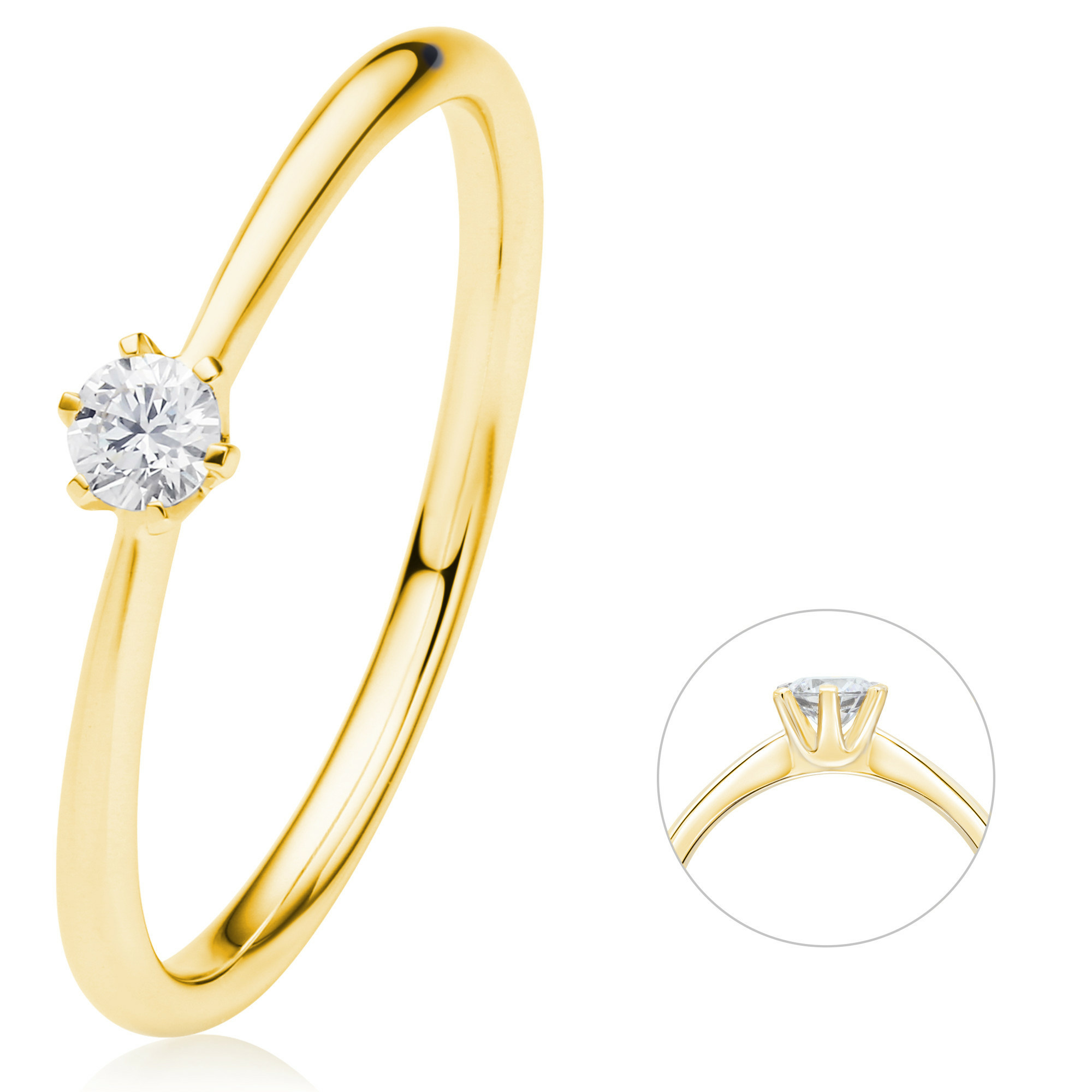 0.1 ct  Diamant Brillant Ring aus 585 Gelbgold 0.1 ct  Diamant Brillant Ring aus 585 Gelbgold