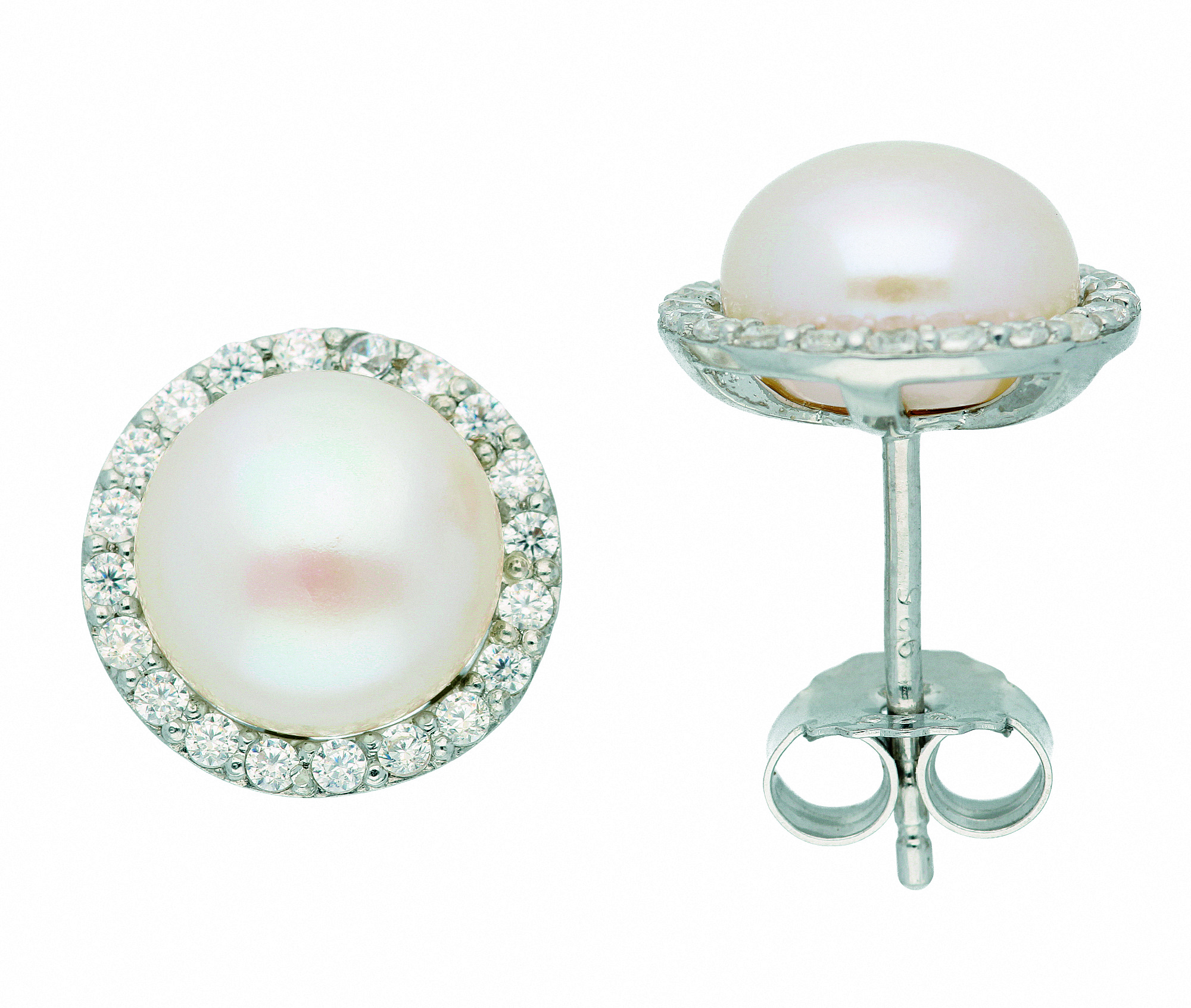 Damen 925 Silber Ohrringe  Ohrstecker mit Zirkonia Ø 10,5 mm Damen 925 Silber Ohrringe  Ohrstecker mit Zirkonia Ø 10,5 mm