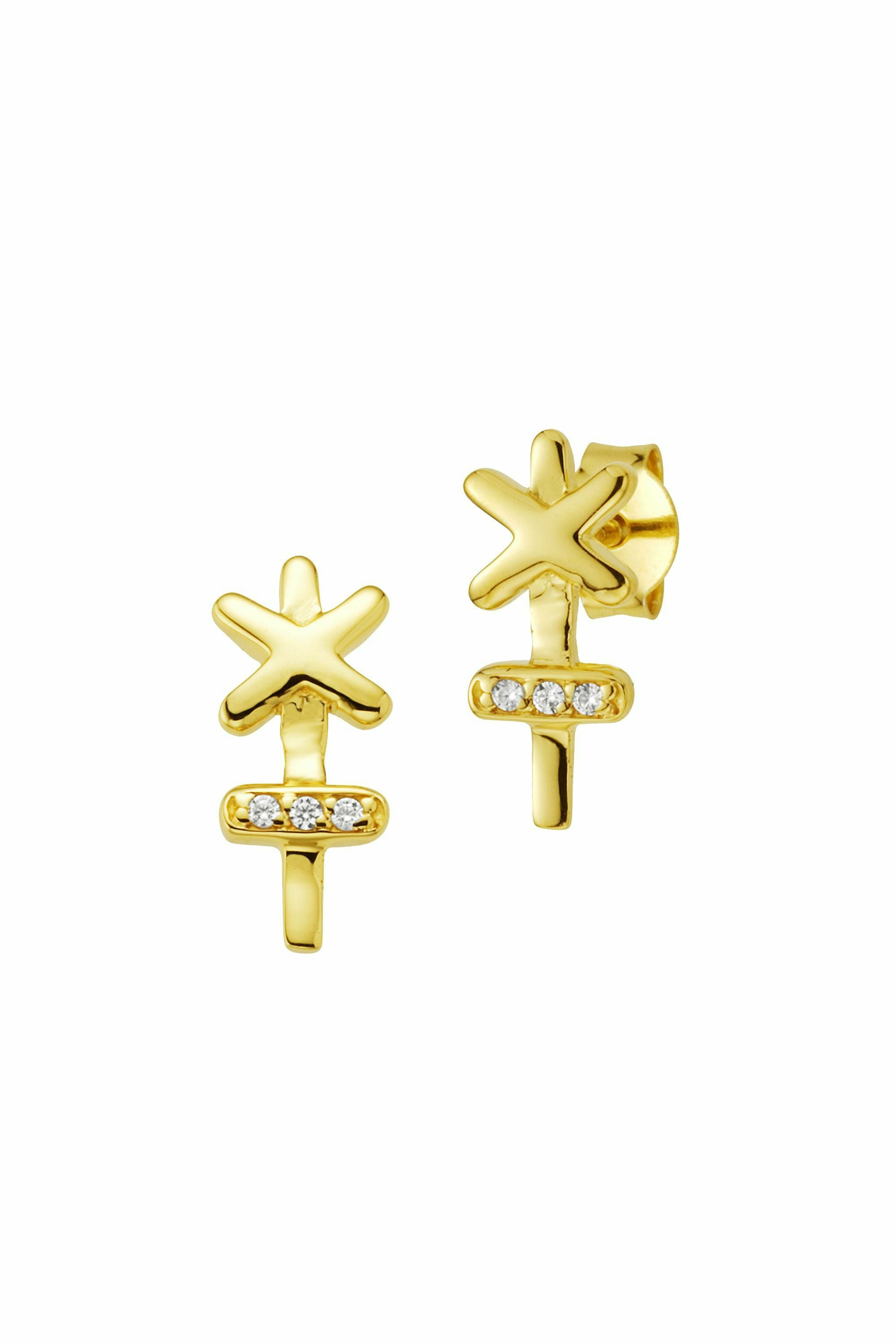 Ohrstecker 925/- Silber vergoldet Zirkonia Kreuz 41184444842078 – Bild 2