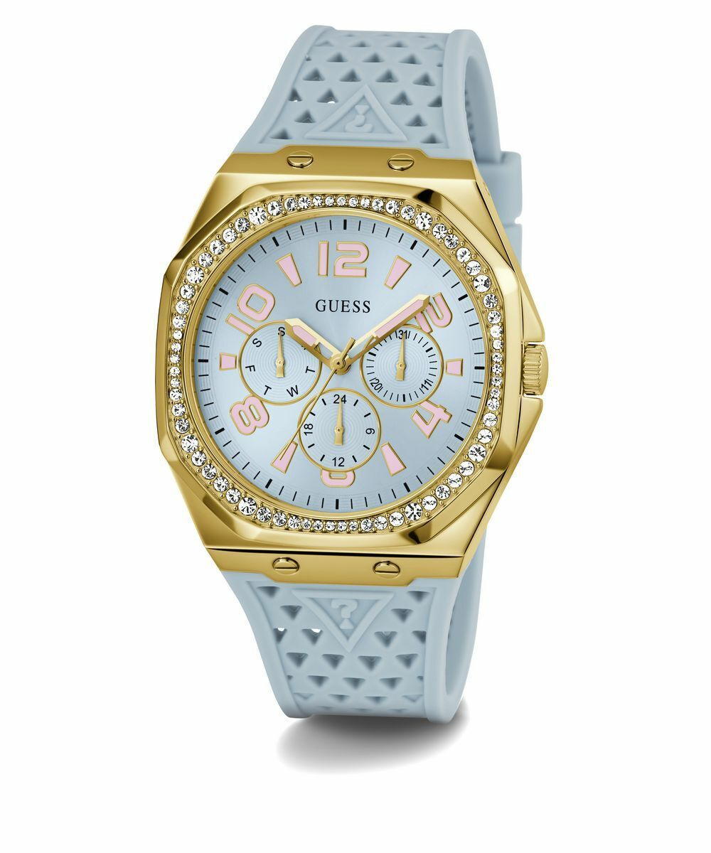 Guess Damen Armbanduhr ZEST Multifunktion hellblau, gold 39 mm GW0694L1 Guess Damen Armbanduhr ZEST Multifunktion hellblau, gold 39 mm GW0694L1