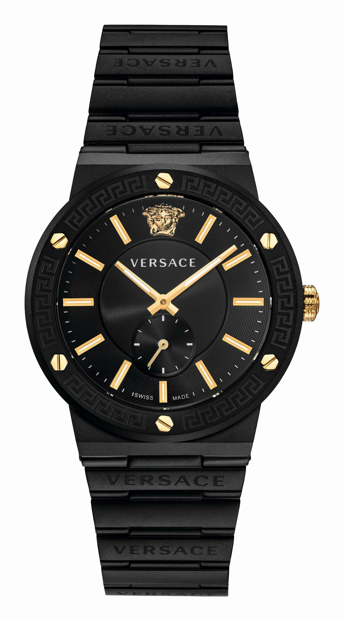 Versace Herren Armbanduhr GRECA LOGO schwarz, gold 41 mm VEVI00620 Versace Herren Armbanduhr GRECA LOGO schwarz, gold 41 mm VEVI00620