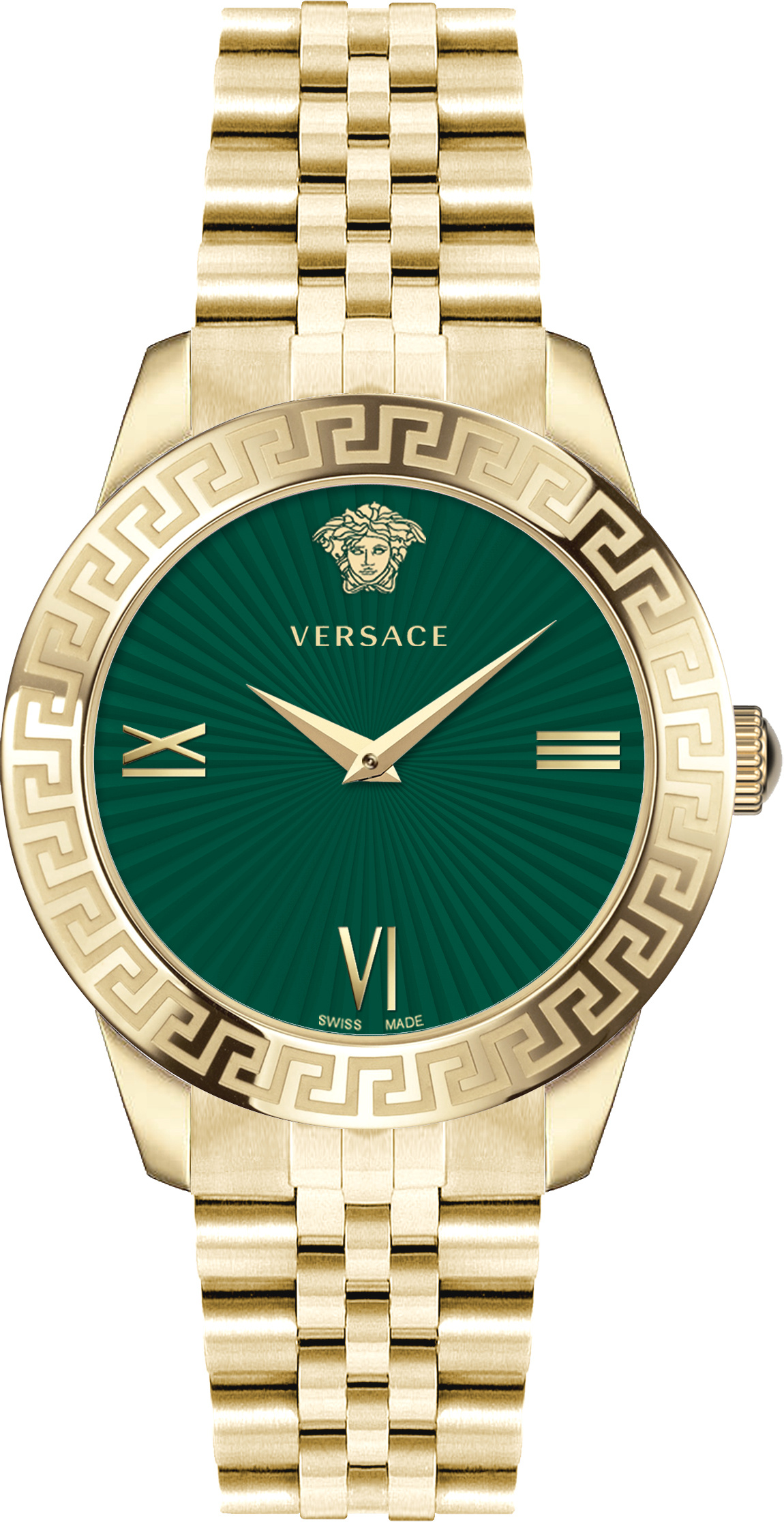 Versace Greca Signature Damenuhr Gold Edelstahl Grün Zifferblatt 38mm VEVC00619 Versace Greca Signature Damenuhr Gold Edelstahl Grün Zifferblatt 38mm VEVC00619