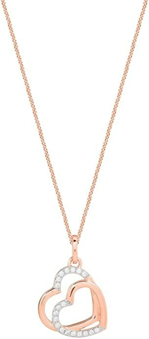 Xenox Damen-Kette Herz 925 Sterling Silber rosé Zirkonia 45cm XS3423R – Bild 2